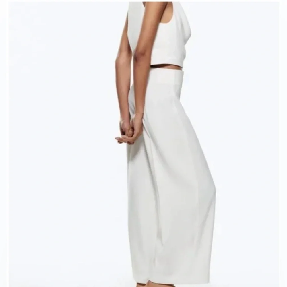 ❤️ZARA HIGH WAIST WHITE CULOTTES TROUSERS PANTS-SZ XS🖤NWT